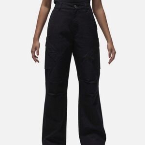 Air Jordan Women Chicago Cargo Pants Black Wide Leg Relaxed Fit Size Medium Nike
